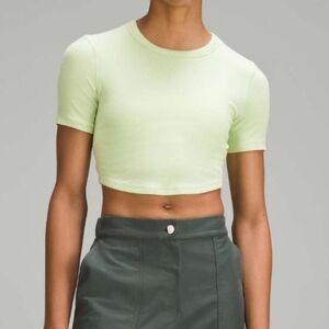 Lululemon Modal Hold Tight Cropped Ribbed T-Shirt In Spark Green, Sz 4